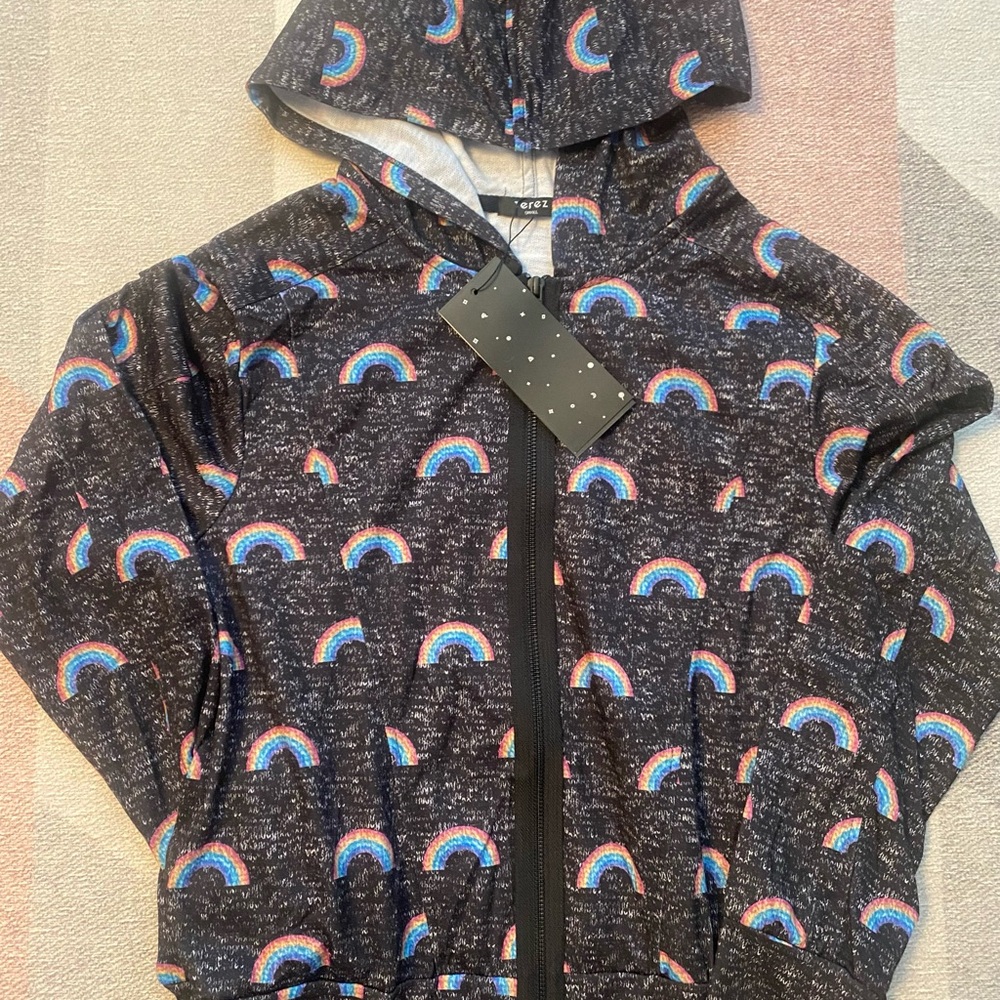 Black Hoodie with Rainbow Pattern